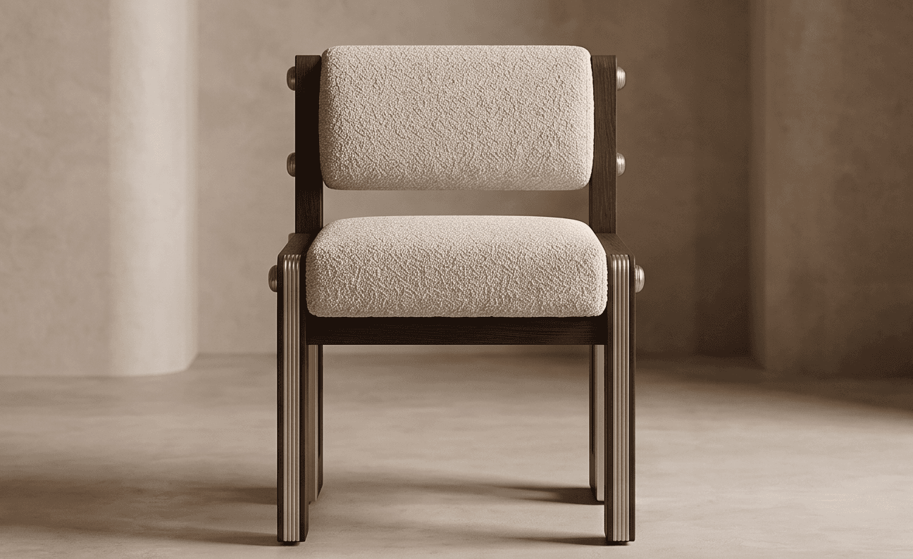 Dark Wood Upholstered Dining Chair