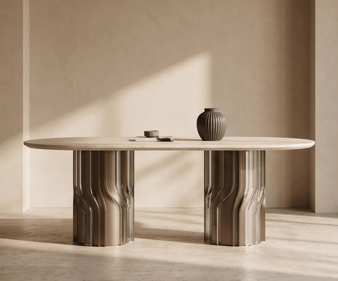 Beige Marble Top Metal Base Coffee Table