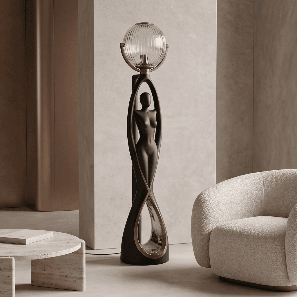 Black Bronze Glass Floor Lamp